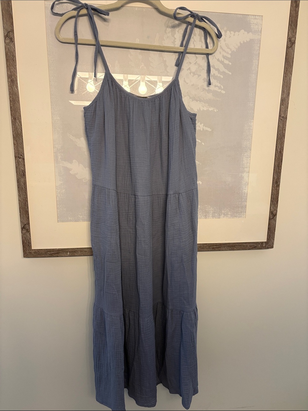 Blue Tie-Shoulder Maxi Dress - Classic Summer Style